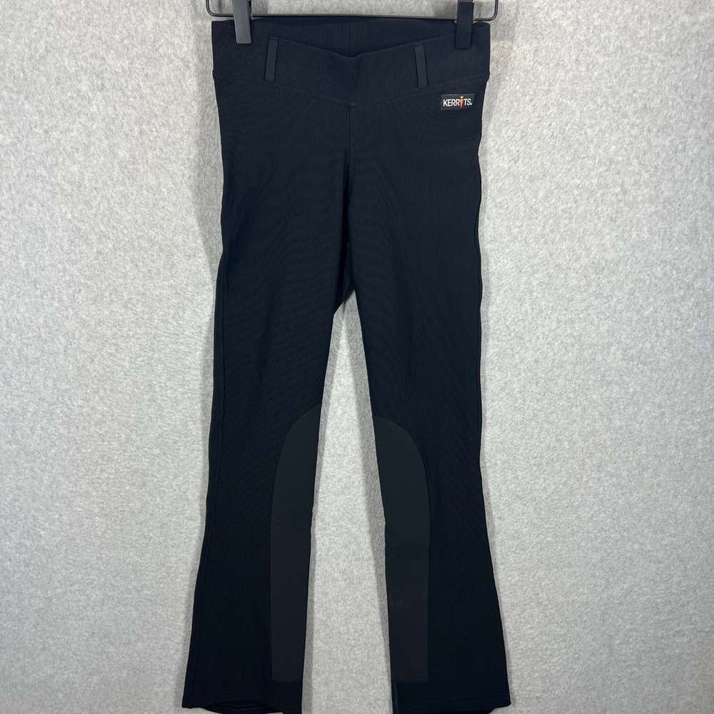 Kerrits Performance Equestrian Breeches Womens XS Black Knee Patch Ribbed EUC